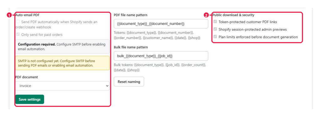 Complete automatic email and protected-link controls