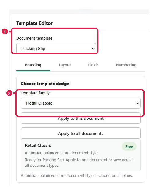 Complete document and template-family controls
